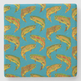 Aspen Leaf Rainbow Trout Seamless Pattern 2018 Stenen Onderzetter