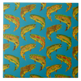 Aspen Leaf Rainbow Trout Seamless Pattern 2018 Tegeltje