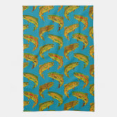 Aspen Leaf Rainbow Trout Seamless Pattern 2018 Theedoek (Verticaal)