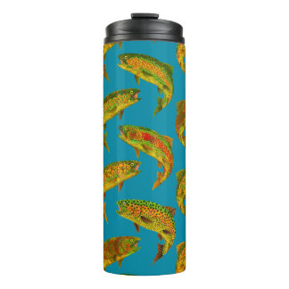 Aspen Leaf Rainbow Trout Seamless Pattern 2018 Thermosbeker
