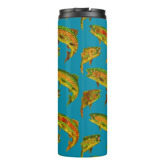 Aspen Leaf Rainbow Trout Seamless Pattern 2018 Thermosbeker (Achterkant)