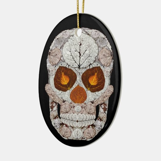 Aspen Leaf Skull 11 ovaal Ornament (Links)