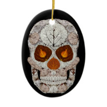 Aspen Leaf Skull 11 ovaal Ornament