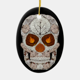 Aspen Leaf Skull 11 ovaal Ornament