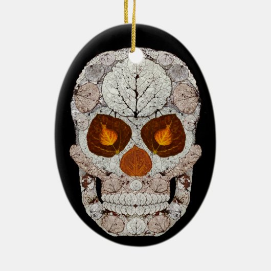 Aspen Leaf Skull 11 ovaal Ornament (Achterkant)