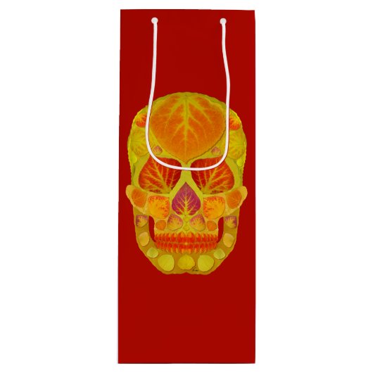 Aspen Leaf Skull 13 Wijn Cadeautas (Voorkant)