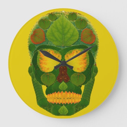 Aspen Leaf Skull 9 Grote Klok (Voorkant)