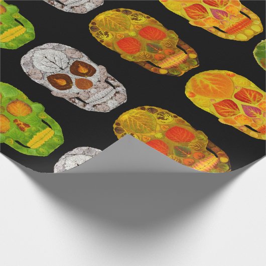 Aspen Leaf Skulls Cadeaupapier (Hoek)