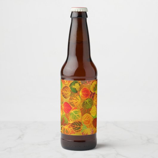 Aspen Leaves Collage Seamless Medley 1 Bier Etiket (Voorkant)