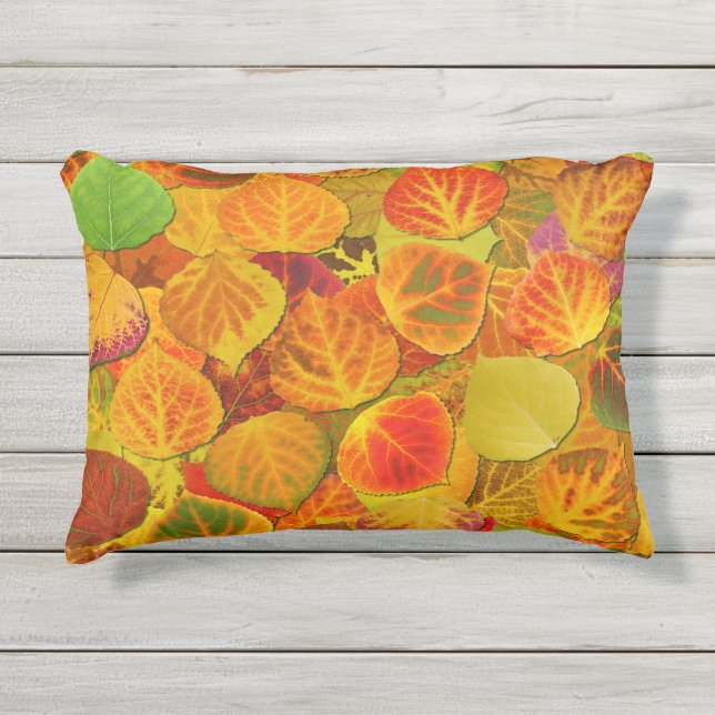 Aspen Leaves Collage Solid Medley 1 Buitenkussen (Voorkant)
