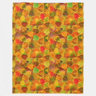 Aspen Leaves Collage Solid Medley 1 Fleece Deken
