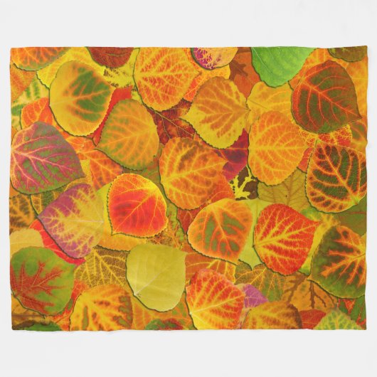 Aspen Leaves Collage Solid Medley 1 Fleece Deken (Voorkant (Horizontaal))