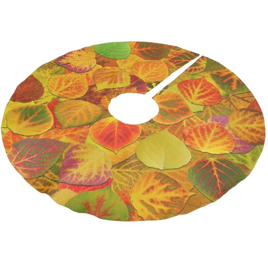 Aspen Leaves Collage Solid Medley 1 Kerstboom Rok (Gekanteld)