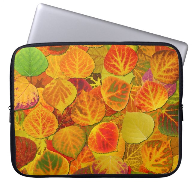 Aspen Leaves Collage Solid Medley 1 Laptop Sleeve (Voorkant)