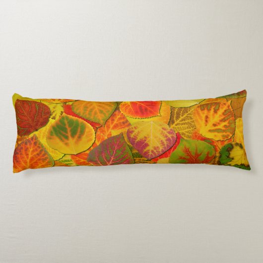 Aspen Leaves Collage Solid Medley 1 Lichaamskussen (Achterkant)