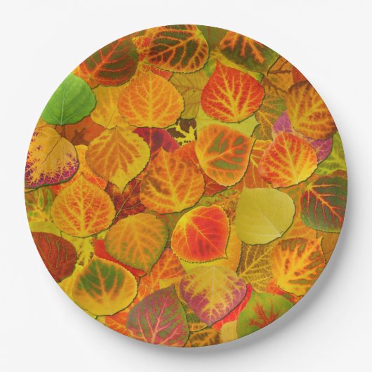 Aspen Leaves Collage Solid Medley 1 Papieren Bordje (Voorkant)