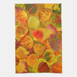Aspen Leaves Collage Solid Medley 1 Theedoek