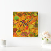 Aspen Leaves Collage Solid Medley 1 Vierkante Klok (Huis)