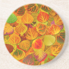 Aspen Leaves Collage Solid Medley 1 Zandsteen Onderzetter