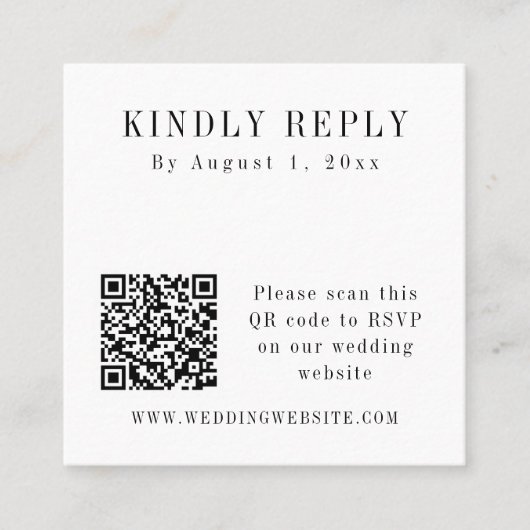 ASPEN Moderne Minimalistische QR-code RSVP Square  Vierkante Visitekaartje (Voorkant)