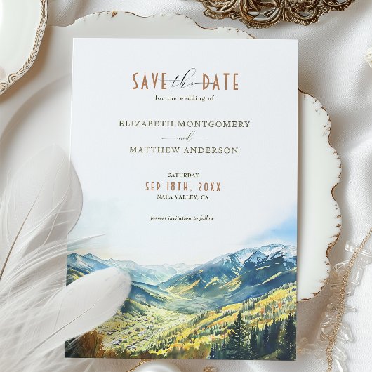 Aspen Mountain Charm Save-the-Date Kaart