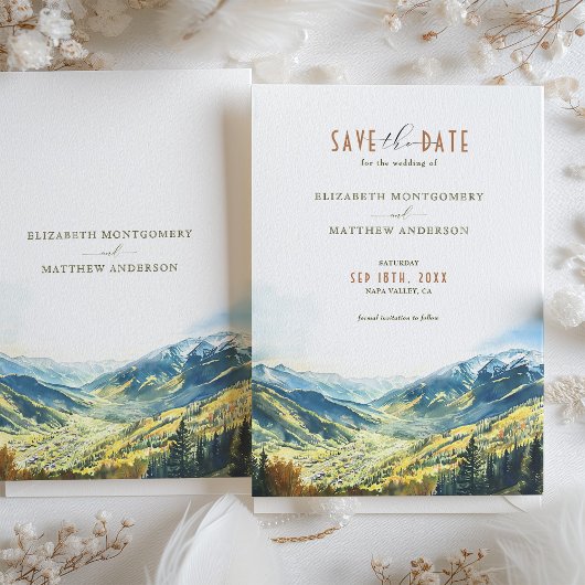 Aspen Mountain Charm Save-the-Date Kaart