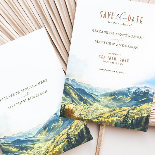 Aspen Mountain Charm Save-the-Date Kaart