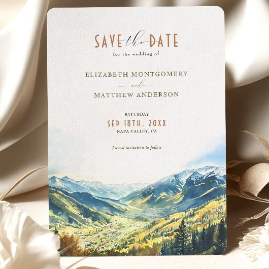 Aspen Mountain Charm Save-the-Date Kaart
