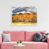 Aspen Mountains Waterverf Print Canvas 24x18 (Insitu (Woonkamer))