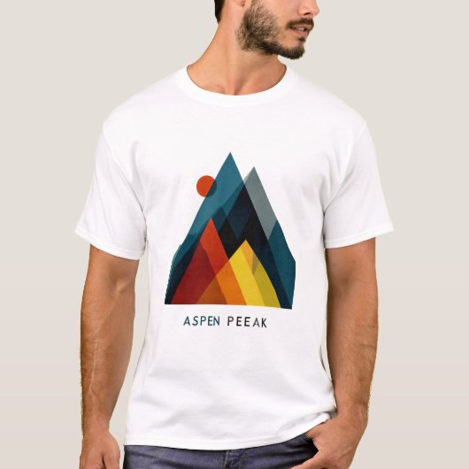 Aspen Peak – Mid-Century Geometric Mountain Poster T-shirt (Voorkant)
