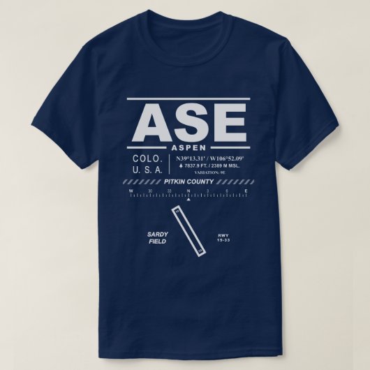Aspen Pitkin County Airport ASE T-shirt (Design voorkant)