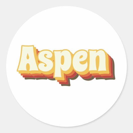 Aspen Retro tekst Ronde Sticker (Voorkant)