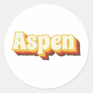 Aspen Retro tekst Ronde Sticker