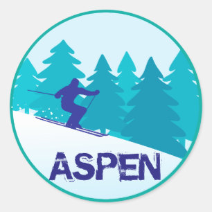 Aspen Ski Circle Ronde Sticker