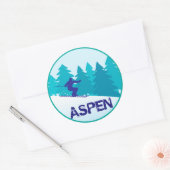 Aspen Ski Circle Ronde Sticker (Envelop)