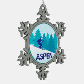 Aspen Ski Circle Tin Sneeuwvlok Ornament (Links)