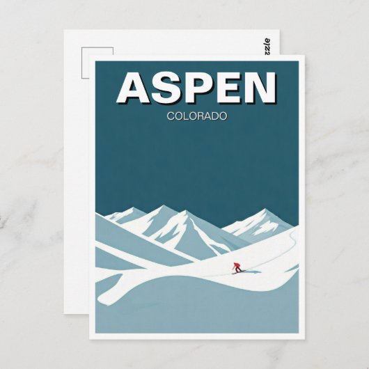 Aspen Skier Briefkaart (Voorkant / Achterkant)