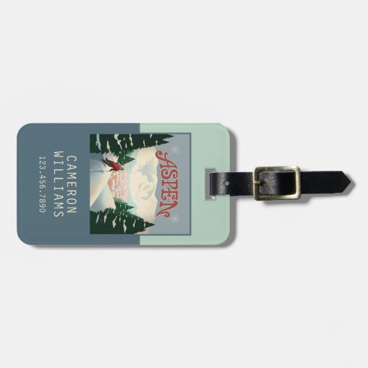 Aspen Skier | Colorado Bagagelabel (Voorkant horizontaal)