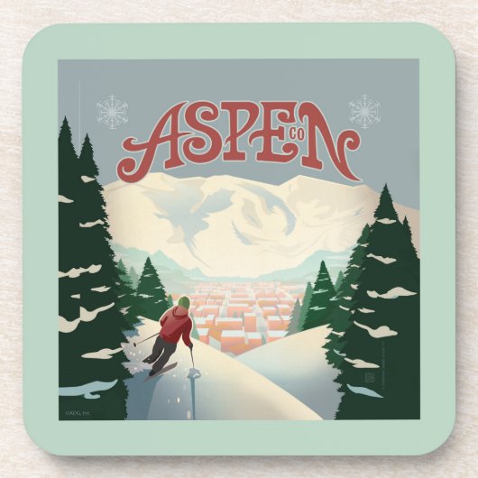 Aspen Skier | Colorado Bier Onderzetter (Voorkant)
