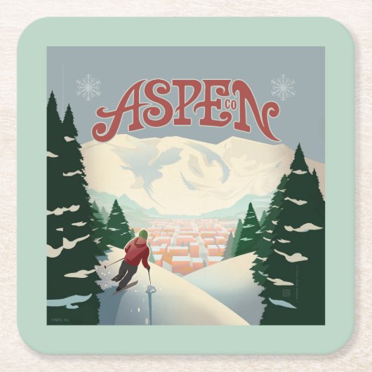 Aspen Skier | Colorado Kartonnen Onderzetters (Voorkant)