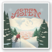 Aspen Skier | Colorado Sticker (Voorkant)