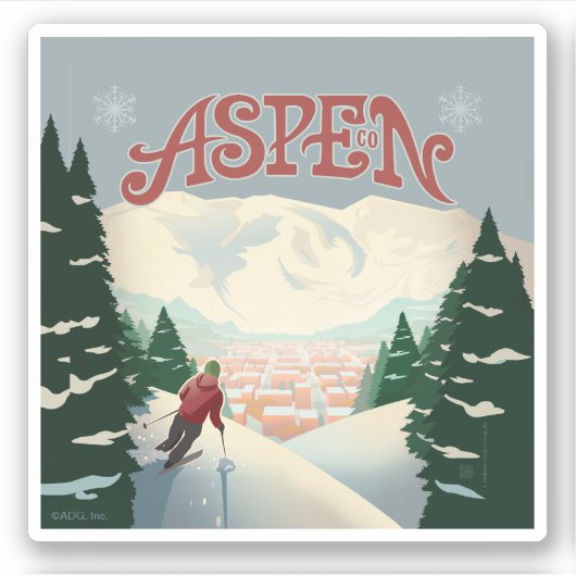 Aspen Skier | Colorado Sticker (Voorkant)