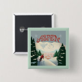 Aspen Skier | Colorado Vierkante Button 5,1 Cm (Voorkant /achterkant)