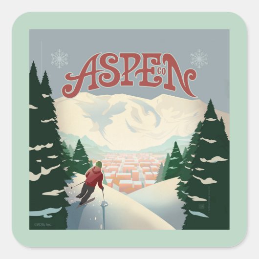 Aspen Skier | Colorado Vierkante Sticker (Voorkant)