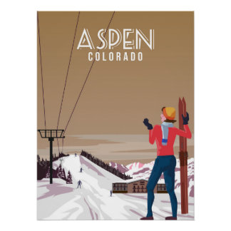 Aspen Skigebied poster vintage