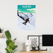 Aspen Skiing Travel Illustration Poster (Thuiskantoor)
