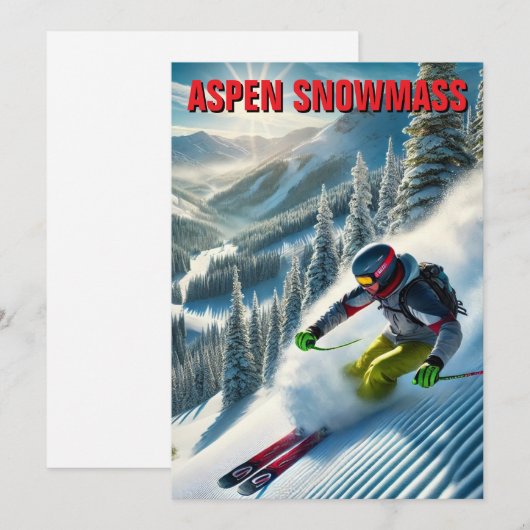 Aspen Snowmass Skiën Feestdagenkaart (Voorkant / Achterkant)