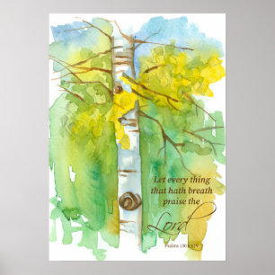 Aspen Tree Bijbelscripts Psalms 150:6 herfst Poster