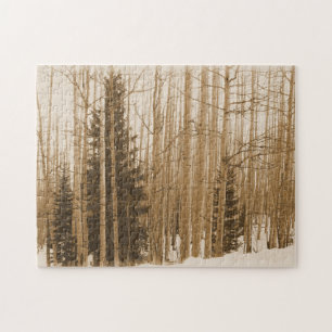 Aspen Tree Forest in de winter puzzel