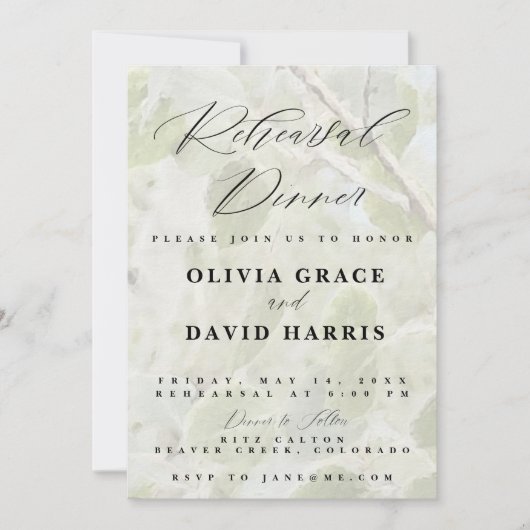 Aspen Tree Rehearsal Dinner Invitation (Voorkant)
